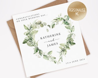 Personalised Wedding Card, Wedding Day Card for Bride and Groom, Congratulations on Your Wedding Day, Mr & Mrs Card, Newlyweds Card (026)