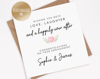 Tarjeta de compromiso personalizada, felicitaciones por su compromiso, compromiso de hijo, hija, hermano, hermana, amigos, corazón rosa (011)