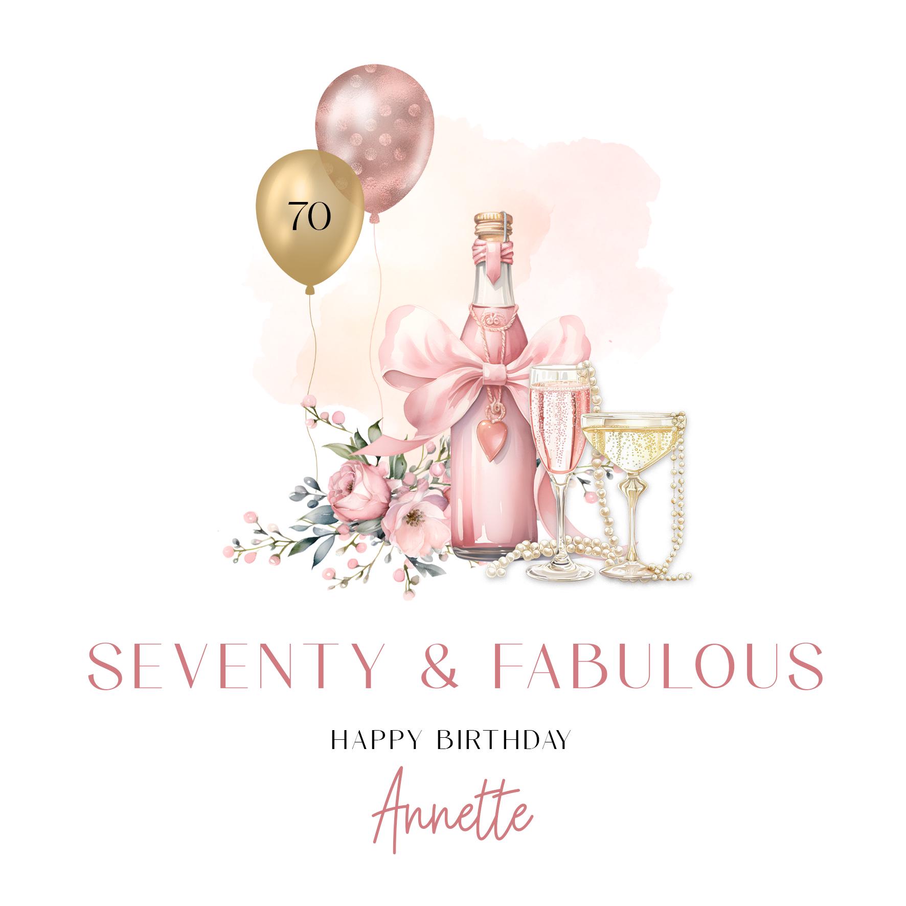 Personalised 70th Birthday Card for Her, Seventy & Fabulous, Pink ...