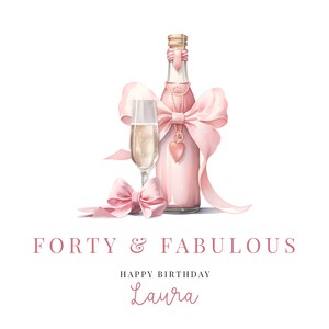 Tarjeta personalizada de 40 cumpleaños para ella, tarjeta de 40 cumpleaños para mamá, hermana, tía, amiga, regalo de 40 cumpleaños - Forty & Fabulous (011) imagen 3