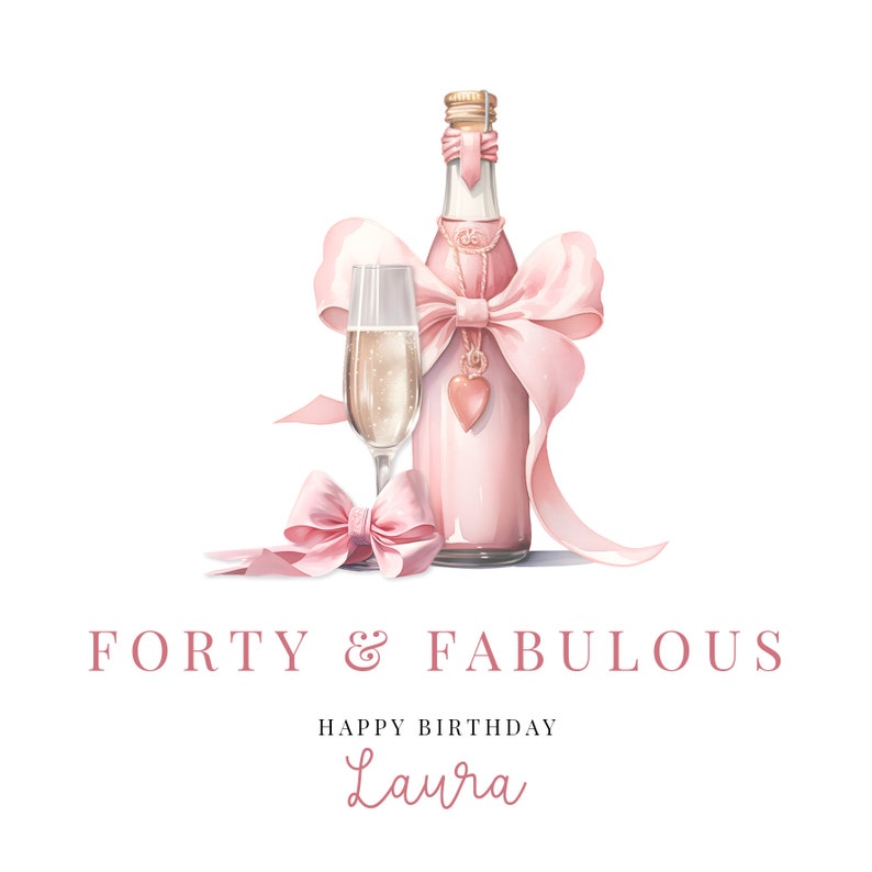 Tarjeta personalizada de 40 cumpleaños para ella, tarjeta de 40 cumpleaños para mamá, hermana, tía, amiga, regalo de 40 cumpleaños - Forty & Fabulous (011) imagen 3