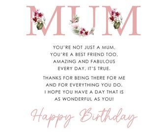 For A Wonderful Mum Sentiments Flowers & Stand Happy Birthday Card