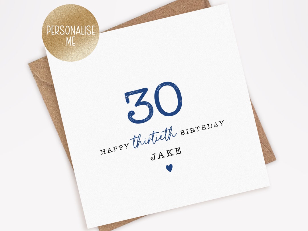Personalised 30th Birthday Card for Him, Birthday Card for Son ...