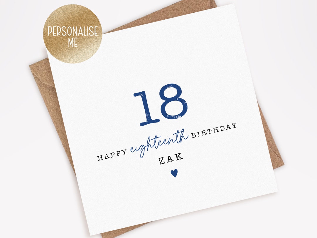Personalised 18th Birthday Card for Him, Birthday Card for Son, Brother ...