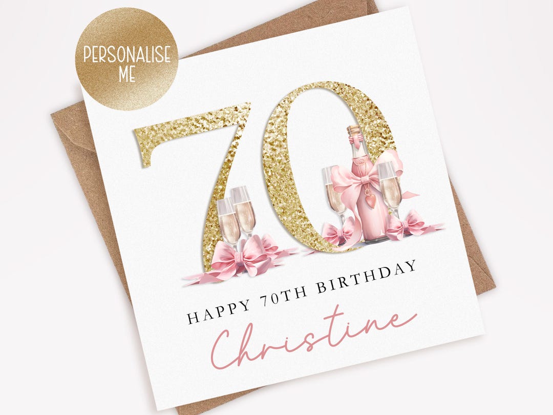 Personalised 70th Birthday Card for Her, 70th Birthday Card for Mum ...