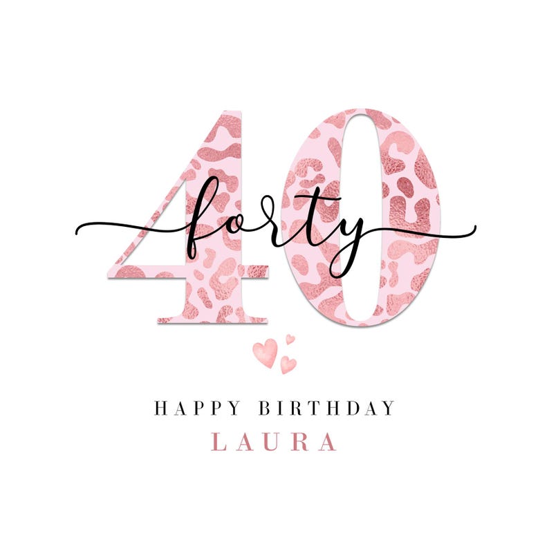 Personalised 40th Birthday Card for Her, 40th Birthday Card for Mum ...