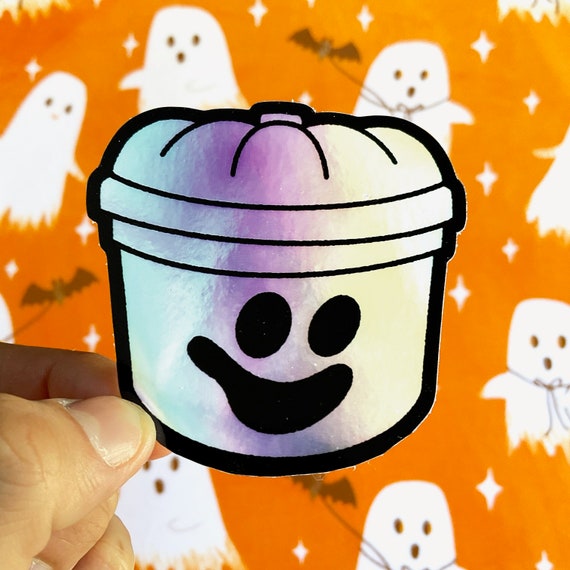 McBoo Halloween Bucket Holographic Vinyl Sticker