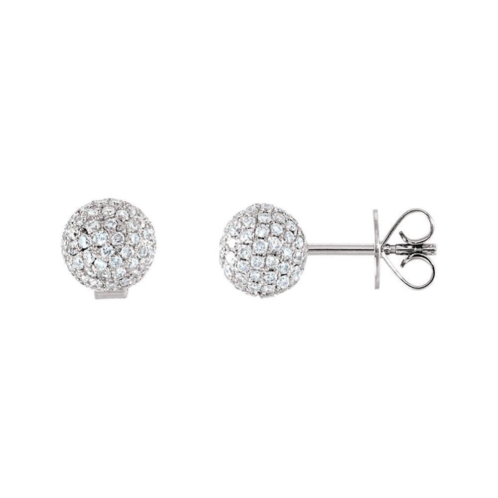 Pavé Diamond Ball Stud Earrings 14K Gold Etsy