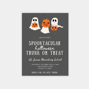 Trunk or Treat Halloween Party Invitation | Cute Ghost Invitation | Halloween Party Invite | Trick or Treat