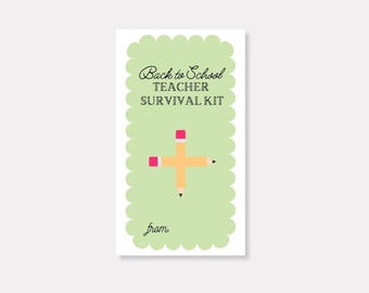 Printable Teacher Survival Kit Tags | Back to School Gift Tags | Teacher Tags | Welcome Back Gift Tags