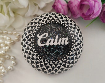 Positivity Stone. "Calm" 9cm round. Black and White