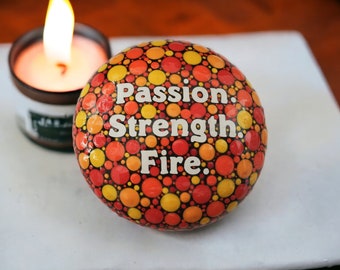 Passion, Strength, Fire. Positivity Stone  7cm round. Red, Orange and Yello