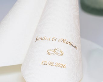 Personalized wedding napkins made from high-quality premium-line material - fabric-like | With exclusive embossed print - White
