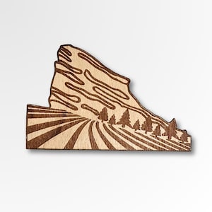 Red Rocks Amphitheater Wood Sticker, Unique Concert Sticker, Laser Etched Colorado Wood Gift, Colorado Nature Mountain Sticker