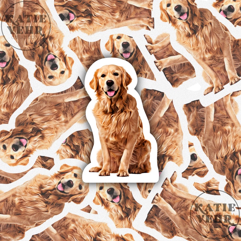 Golden Retriever, Golden, Dog Sticker, Retriever, Service Animal, Dog Mom, Dog Dad, Rescue Dog, Laptop Sticker, Stickers, Vet, Vet Tech image 1