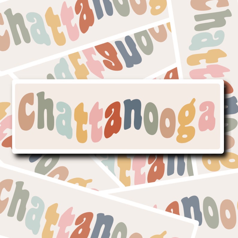 Chattanooga, Tennessee, Chatt, Chattanooga Sticker, Tennessee Sticker, Retro Sticker, Chattanooga Tennessee, Nashville, Outdoors, Hiking image 1