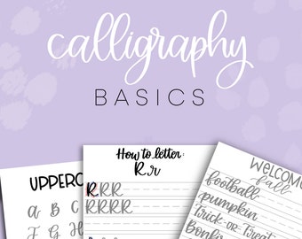 Calligraphy, Calligraphy Lessons, Digital Download, Handwriting, Calligraphy Workbook, iPad template, GoodNotes Templates, Procreate, Brush