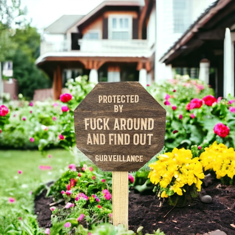 FAFO Sign, F Around Find Out Security, Front Door Hanger, Home Decor, Funny Decor, Home Security Sign, FAFO Yard Sign, Yard Sign image 1