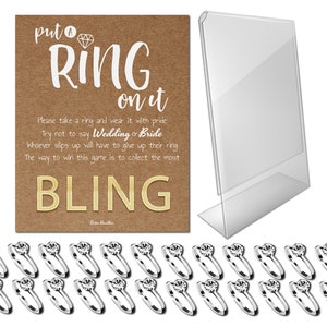 Bridal Shower Games - Put a Ring on It Bridal Shower Game with Fake Rings, Bridal Shower Decor, Bridal Shower Decor (Craft Silver 24 CT)