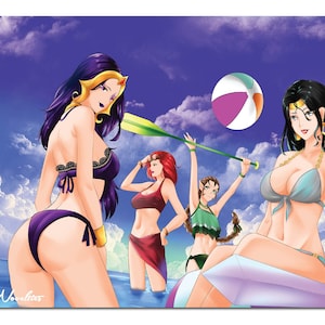MTG Playmat - Anime TCG Table Top Thick Rubber Neoprene MTG Mat with Cover Lock Stitching Bundled With Black Silicone Playmat Tube