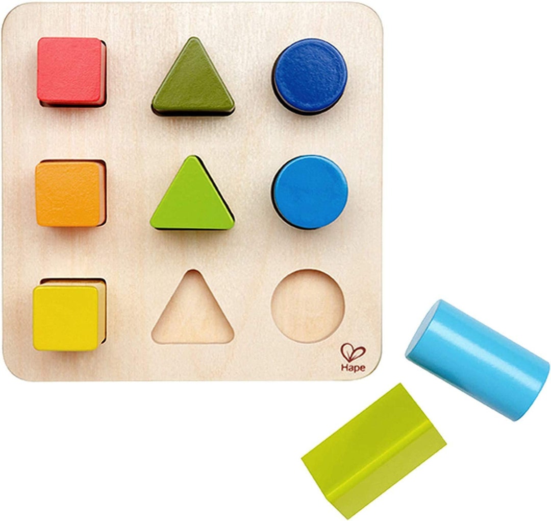 Hape Color and Shape Wooden Block Sorter Game for Toddlers Etsy