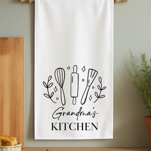 Personalized Grandma&#39;s Kitchen Towel: Custom Tea Towel Gift