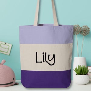 Sac fourre-tout personnalisé pour fille - Sac en toile avec prénom personnalisé - Cabas de voyage pour enfants - Cadeau pour fille - Sac d'anniversaire - Cartable d'école - Sac de danse