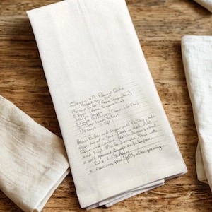 Custom Recipe Tea Towel, Family Heirloom Recipe Tea Towel, Handwritten Recipe, Family Recipe, Grandma's Recipe, Mother's Day Keepsake Towel