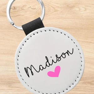 Custom Name Bridesmaid Keychain, Faux Leather Keyring, Personalized Bridesmaid Gift, Bride Squad Gift, Key Accessory