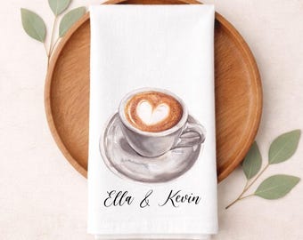 Personalized Coffee Lover Tea Towel, Custom Tea Towel, Coffee-Themed Kitchen Decor, Gift for Coffee Enthusiast, Coffee Kitchen Towel