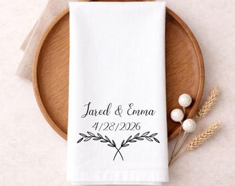 Wedding Gift Personalized Name Kitchen Tea Towel, Custom Name Tea Towel, Bridal Shower Gift, Housewarming Gift, Newlywed Couples Gift