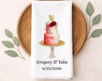 Wedding Gift Personalized Names and Wedding Date Tea Towel, Custom Name Tea Towel, Bridal Shower Gift, Housewarming Gift, Couples Gift