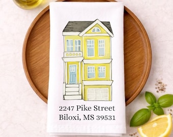 Personalized New Homeowner Tea Towel, Real Estate Closing Gift, House Address Gift, Housewarming Gift, New Home Kitchen Towel, Client Gift