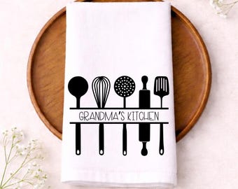 Personalized Grandma's Kitchen Towel: Farmhouse Flour Sack Dish Towel
