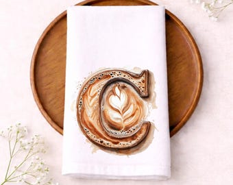 Watercolor Coffee Tea Towel: Cotton Kitchen Decor