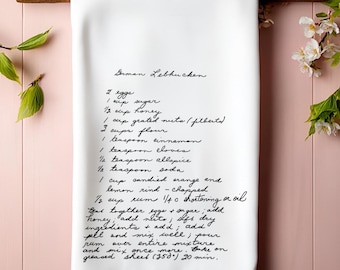 Paño de cocina con recetas familiares, personalizado, escrito a mano, recuerdo de tu receta favorita, regalo único para mamá.