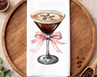 Espresso Martini-kökshandduk: Akvarell Coquette Bardekor