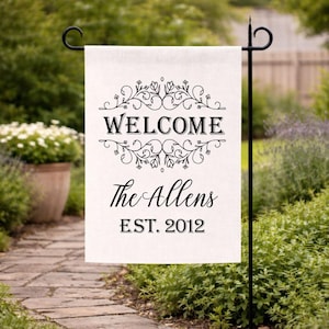 Personalized Family Name Garden Flag: Custom Welcome Yard Banner