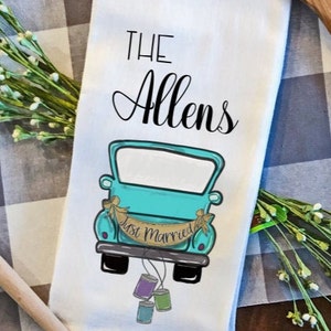 Personalized Newlywed Gift, Custom Kitchen Towel, Personalized Wedding Gift, Personalized Gift, Just Married Gift, Engagement Gift