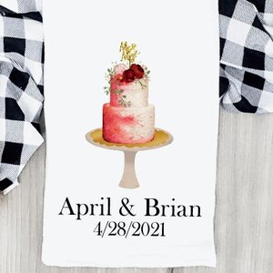 Wedding Gift Personalized Names and Wedding Date Tea Towel, Custom Name Tea Towel, Bridal Shower Gift, Housewarming Gift, Couples Gift