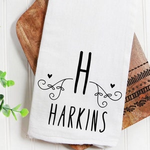 Personalized Family Name Tea Towel: Custom Kitchen Decor