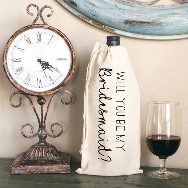 Bridesmaid Proposal Wine Bag, Canvas Wine Bag, Custom Wine Bag, Bridesmaid Wine Bag, Wine Gift Bag, Monogrammed Wine Tote, Bridesmaid Gift