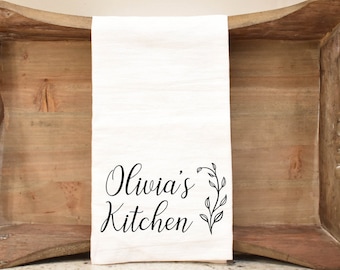 Tea Towel- Personalized Kitchen Towel, Custom Name Tea Towel, Housewarming Gift, New Apartment Gift, New Home Gift, Farmhouse Style Kitchen