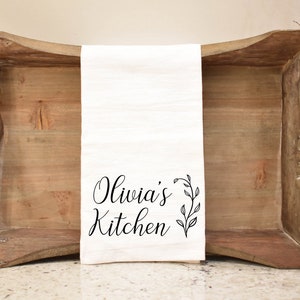 Tea Towel- Personalized Kitchen Towel, Custom Name Tea Towel, Housewarming Gift, New Apartment Gift, New Home Gift, Farmhouse Style Kitchen