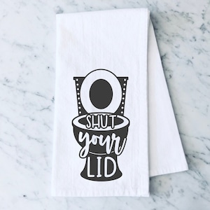 Shut Your Lid Funny Bathroom Hand Towel, Kids Bathroom Hand Towel, Funny Guest Towel, Housewarming Gift, Funny Farmhouse Bathroom Decor