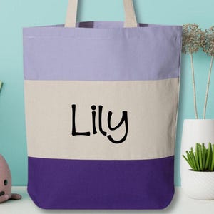 Personalized Tote Bag for Girls - Custom Name Canvas Bag - Kids Travel Tote - Gift for Girls - Birthday Bag - School Bag - Dance Bag