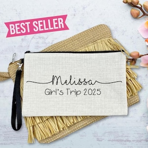 Personalisierte Mädchen Reise Make-up Tasche - Benutzerdefinierte Reise-Beutel - Junggesellinnenabschied Geschenk - Mädchen Wochenende Kulturbeutel - Brautjungfer Gunst