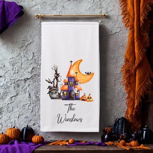 Personalized Halloween Kitchen Towel: Spooky Fall Decor