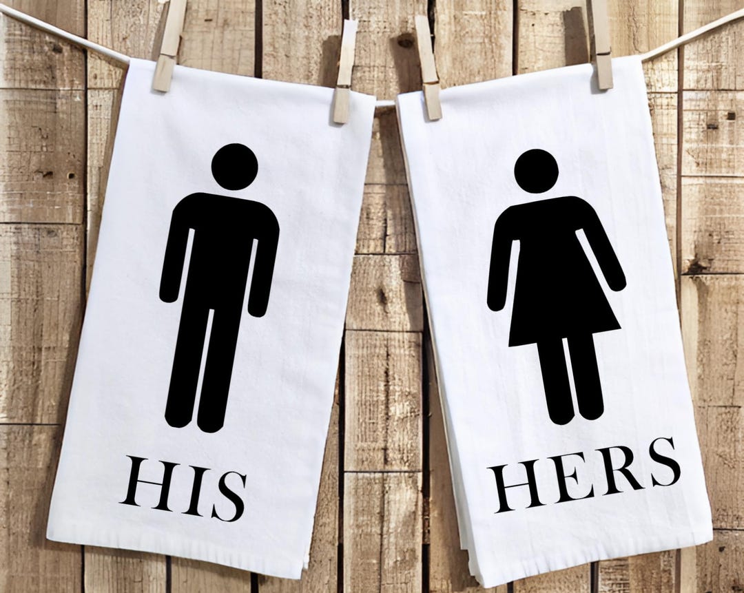 His and Hers Bathroom Hand Towels - Couples Towel Set - Wedding Gift ...