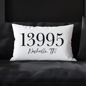 Personalized Zip Code Pillow - Custom City & State Pillow - Housewarming Gift - New Home Decor - Address Pillow - Real Estate Gift